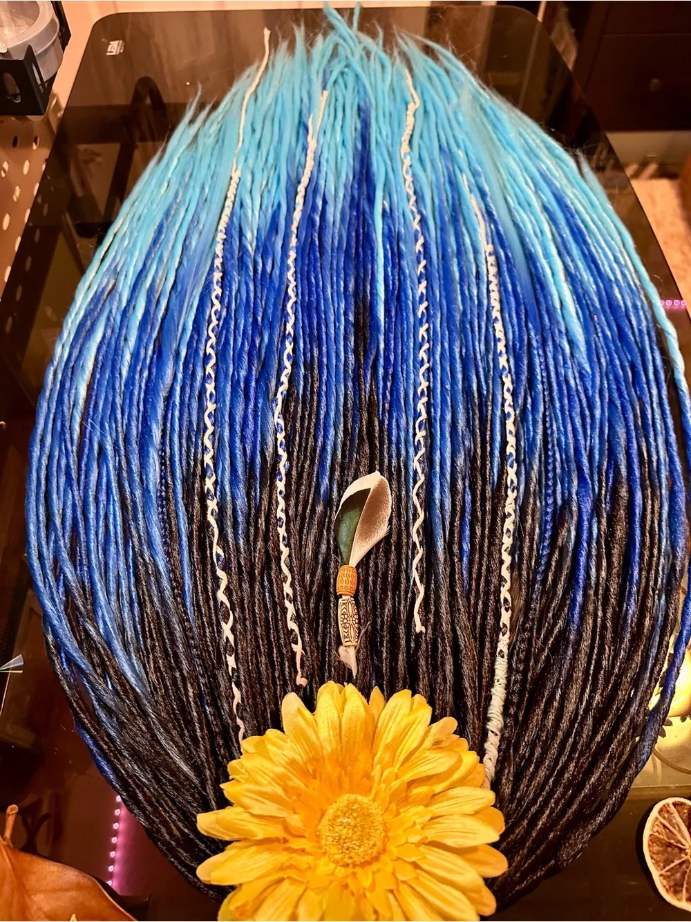 Blue Ombre Synthetic Dreadlock Extensions with Full New 60 DE Dreadlocks